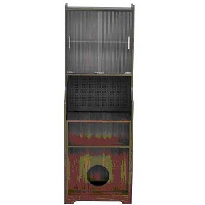 Gsluuk Mid-Century Morden Walnut Vintage Multi-use Cabinet With Cat scratcher Bed cat friendly furniture - 1 of 1