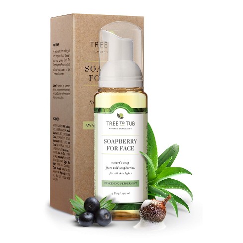 Tree To Tub, Soapberry Gentle Foaming Face Wash Cleanser, Oil Free, pH Balanced for Oily, Sensitive Skin, Peppermint, 4 fl oz (120 ml) - image 1 of 4