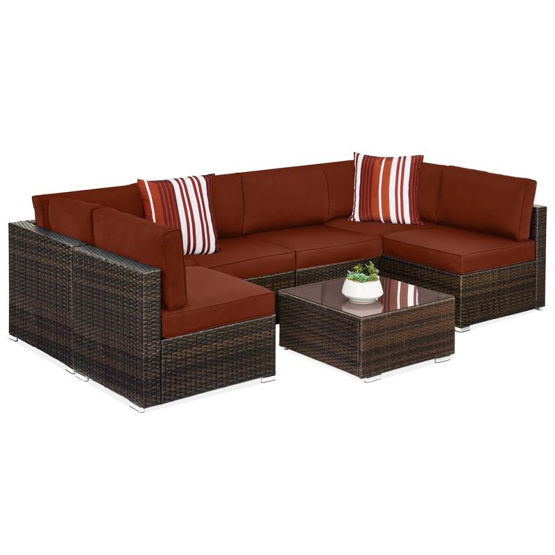 Best Choice Products 7-Piece Outdoor Modular Patio Conversation Furniture, Wicker Sectional Set, 1 of 12
