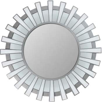 Northlight 25.5" Matte Silver Sunburst Round Wall Mirror