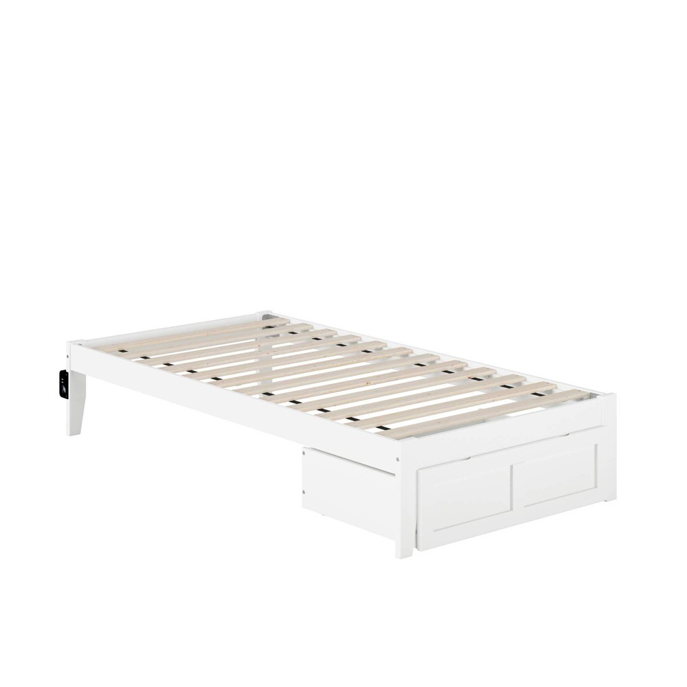 Photos - Bed Frame AFI Twin Colorado Bed with Foot Drawer and USB Turbo Charger White  