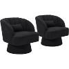 Modern Swivel Barrel Accent Chair, 360 Degree Velvet Upholstered Armchair with Striped Backrest & Plush Padding, Comfy Round Lounge Chair, 2 PCS - 4 of 4