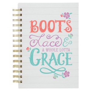 Bless Your Soul Funny Spiral Notebook, Boots Lace Grace Teal/Purple Floral, Large Hardcover Journal for Women, Composition Notebook for Work, Travel - 1 of 1