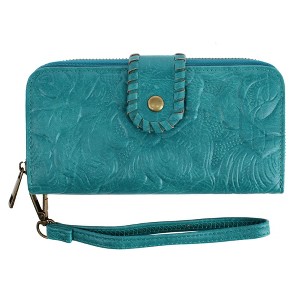 T様　コンパクトウォレット フラワー&リーフ CTM Women's Floral Embossed Premium Faux Leather Snap Closure