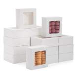 Juvale 50 Pack 6x6 Bakery Box with Window, White Cookie Boxes, Disposable Container for Cupcakes
