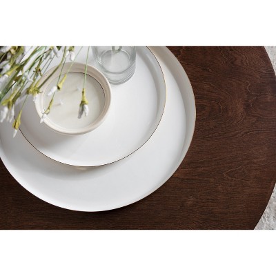 White and Gold Round Wood Decorative Tray Set