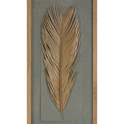 Rustic Green and Beige Dried Palm Leaf Wall Art Set