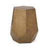 Pedestal Side Table Small Living Room Metal Side Tables,Bed Side Table Hammered Hexagon Accent Table,Silver Drum Side Table-Cuddlewood - 3 of 4