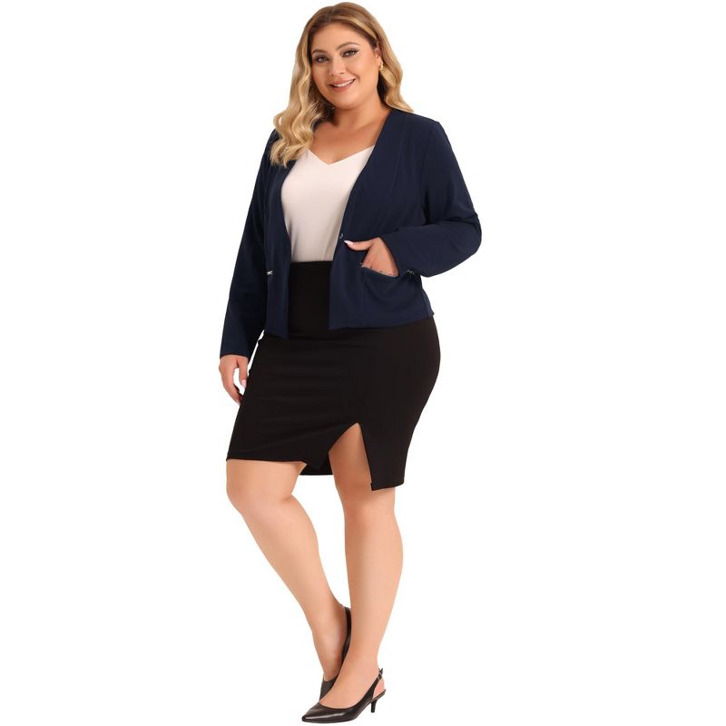 Agnes Orinda Women's Plus Size Work Office Zip Lapel Jacket Blazers, 3 of 6