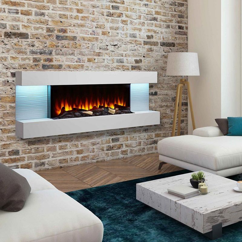 SimpliFire Format Wall Mount Electric Fireplace with Floating Mantel, 3 of 6