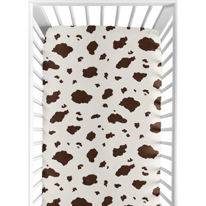 Sweet Jojo Designs Boy Girl Gender Neutral Unisex Baby Fitted Crib Sheet Wild West Brown Off White - 1 of 4