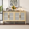 TIRAMISUBEST Sideboard Rustic Buffet Cabinet, Accent Storage Cabinet with Decorative Rattan Doors, Buffet Cabinet with Storage for Entryway - 2 of 4