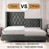Bed Frame Upholstered Bed Wingback Headboard Velvet Tufted Diamond Button - 3 of 4