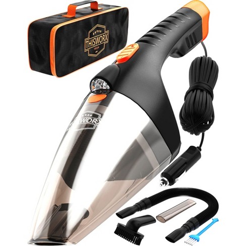 Thisworx Portable High Power Car Vacuum Cleaner With Led Light - 110w, 12v,  Black : Target