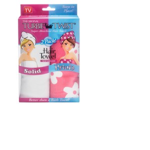 Turbie Twist Microfiber Hair Towel Pink Flower and White - 2pk