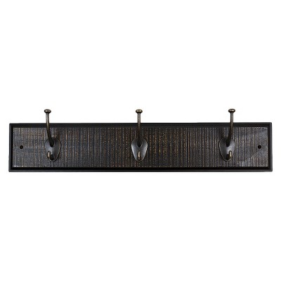 Sumner Street Home Hardware 3 Hook Rustic Wall Coat Rack Black/Brass