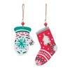 Mitten and Stocking Ornament Set Of 12 – MDF Wood – 7" & 8" Holiday Decor – By Melrose - 3 of 4