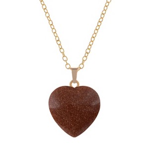Natural Stone Heart Gemstone Healing Crystal Pendant Lucky Blessing Energy Necklace for Women Men - 1 of 4