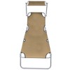 vidaXL Folding Sun Lounger with Canopy Steel Taupe - 2 of 4