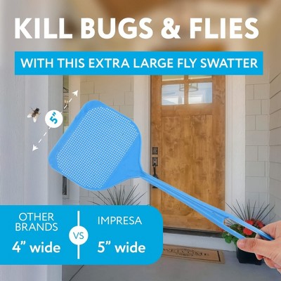 Extra Large Blue and Gray Plastic Spiked Fly Swatter Set