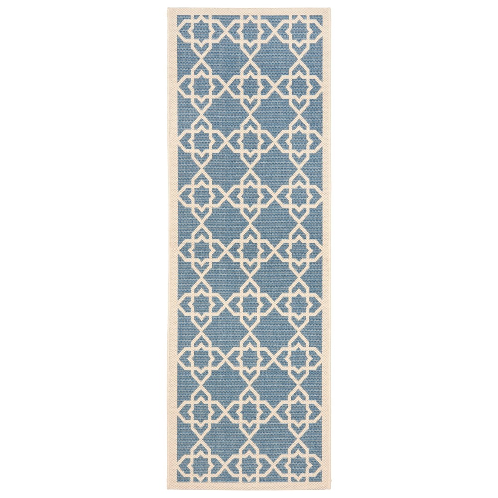 2'3in x 6'7in Runner Bourges Rectangle Outdoor Patio Rug Blue/Beige - Safavieh