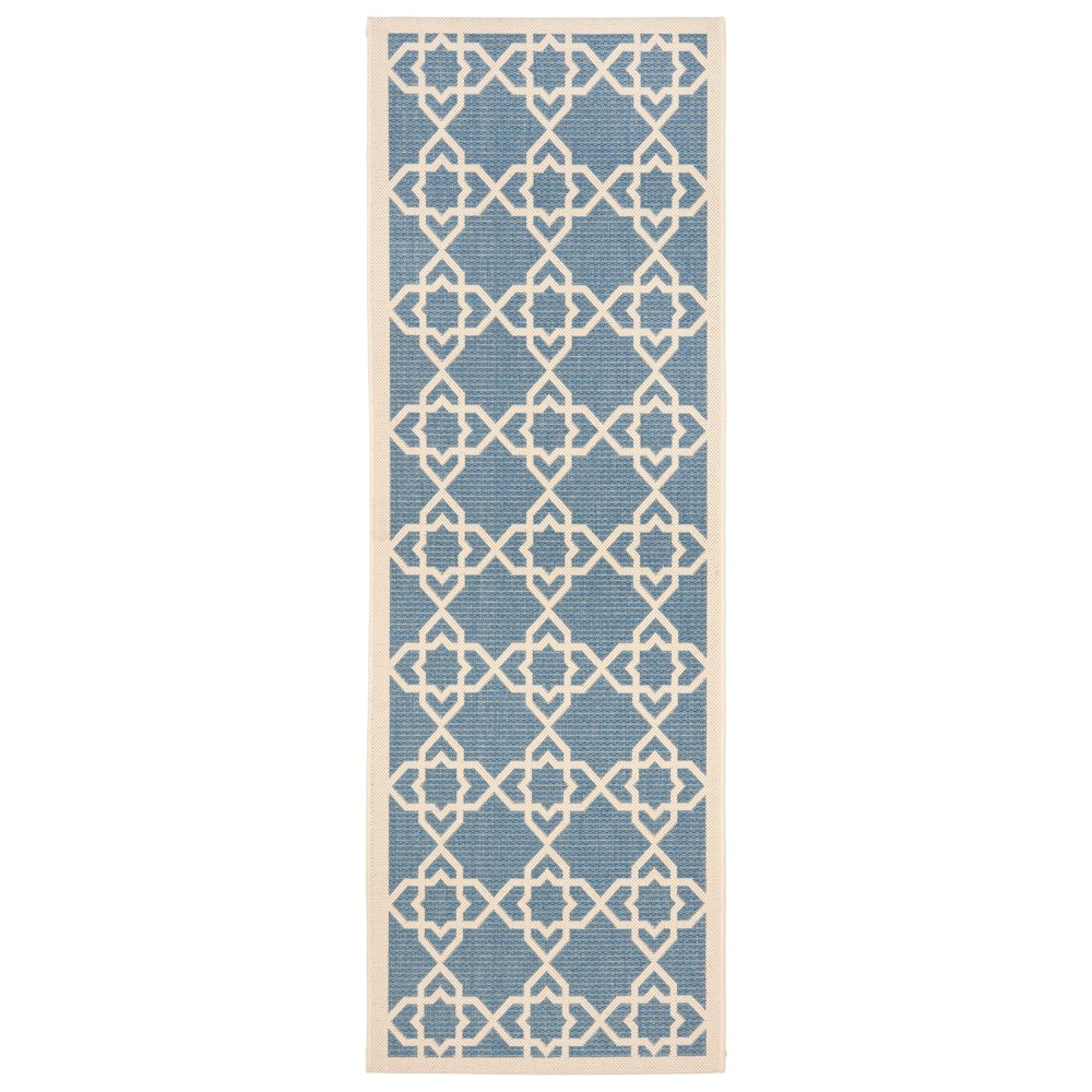 2'3in x 6'7in Runner Bourges Rectangle Outdoor Patio Rug Blue/Beige - Safavieh