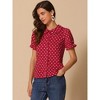 INSPIRE CHIC Women's Elegant Puff Sleeve Polka Dots Peter Pan Collar Vintage Shirt Top - 2 of 4