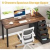 PAGED Computer Desk with 5 Drawers, 47 Inches Rustic Office Desk with Reversible Cabinet Design for Living Room - 2 of 4