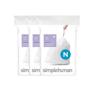 Simplehuman 30l-35l 60ct Code H Custom Fit Trash Bags Liner White : Target