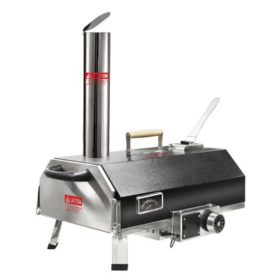 Pizza Oven Portable 12" Outdoor Wood Fired Pizza Oven with Built-in Thermometer Stainless Steel Pizza Stove for Outside, Black Automatic Hexagon