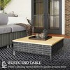 Resenkos Outdoor Side End Table, End Table, Outdoor Couch Table,Patio End Table with Natural Fir Wood Top, Weather Resistant Accent Table, Gray - 4 of 4