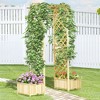Outsunny Garden Arch, 2 Wood Trellis Sides, 2 Planter Boxes for Climbing Plants or Flower Pots, Arbor Archway for Wedding, Garden, Decoration, Natural - image 2 of 4