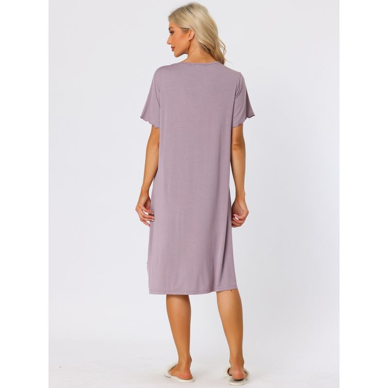 cheibear Womens Modal Nightshirt Soft Button Down Nightgown Short Sleeve Pajama Sleepshirt, 4 of 7