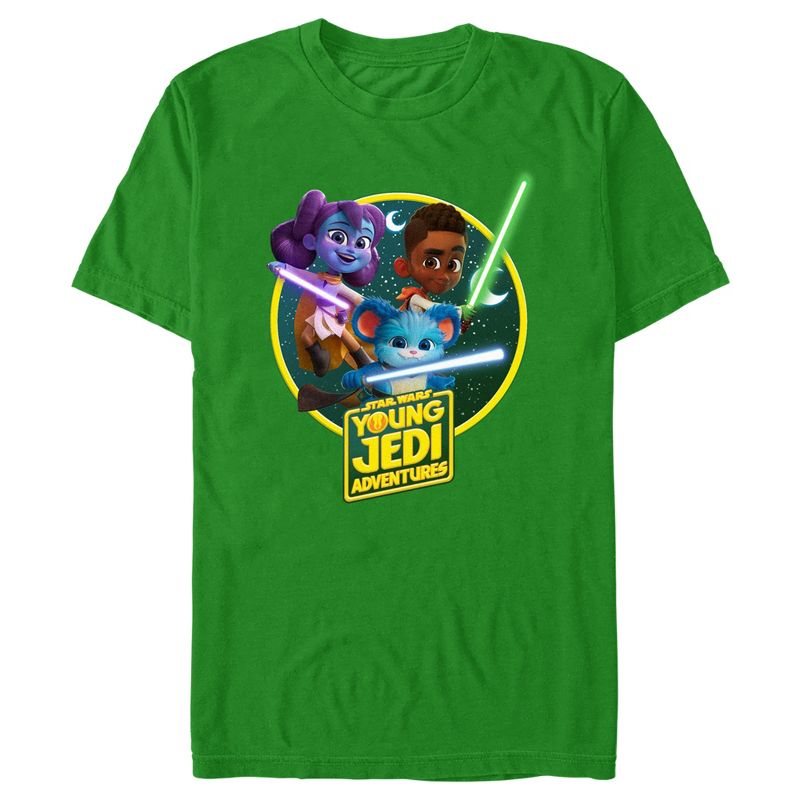Men's Star Wars: Young Jedi Adventures Lightsaber Group Logo T-Shirt, 1 of 6