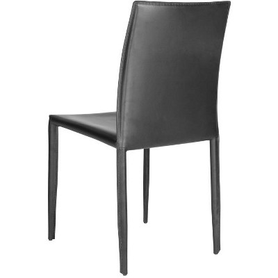 Karna Black Leather Upholstered Dining Side Chair Set