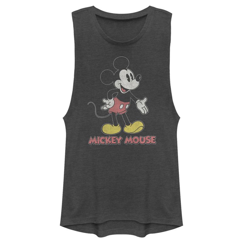 Juniors Womens Mickey & Friends Retro Stance Festival Muscle Tee, 1 of 5