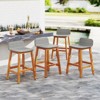 Tangkula Solid Acacia Wood Bar Stools Set of 4 Rattan Bar Height Patio Chairs for Porch - 2 of 4