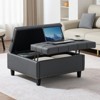VEVOR 31 in Square Leather Ottoman with Storage, Upholstered Tufted Button Coffee Table Ottoman with Lift-Top & Flip Design, PU Leather, Grey - 2 of 4