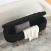 GlasFlength Ottomans and Benches Portable Oval Storage Bench with Rubber Wood Legs Fashion Design for Living Spaces, Black, 46.65"*18.11"*7.88" - 4 of 4