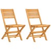Folding Garden Chair Set of 2 Natural Wood Solid Teak Wood Medium vidaXL - 2 of 4