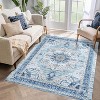 Washable Vintage Distressed Area Rug,Oriental Medallion Accent Carpet,Ultra-Soft Low Pile Non-Slip Floor Mat for Living Room Bedroom Office - 2 of 4