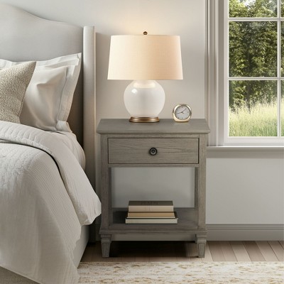 Sapphtopaz Night Stand with Drawer and Storage Space Farmhouse Side Table with Conical Solid Wood Legs, Nightstand for Bedroom, Living Room