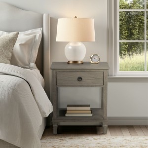 Sapphtopaz Night Stand with Drawer and Storage Space Farmhouse Side Table with Conical Solid Wood Legs, Nightstand for Bedroom, Living Room - 1 of 4