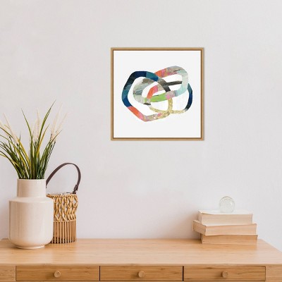 16" x 16" Multicolor Abstract Rings Canvas Wall Art with Polystyrene Frame