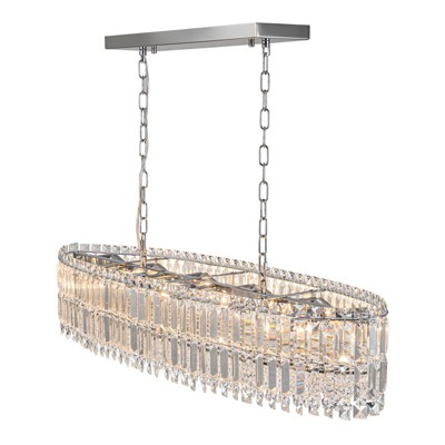 LLHZSY 10-Light Modern Glam Dimmable Chrome Oval Large Crystal Chandelier - W 39 2/5"