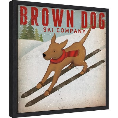 Brown Dog Ski Company Framed Canvas Wall Art 16" x 16"
