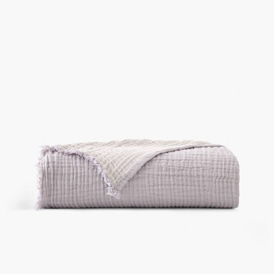 50"x60" Two Toned Organic Throw Blanket Lavender - Truly Soft: GOTS Certified, Reversible, Lightweight