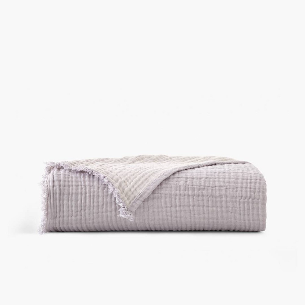 50&#34;x60&#34; Two Toned Organic Throw Blanket Lavender - Truly Soft: GOTS Certified, Reversible, Lightweight