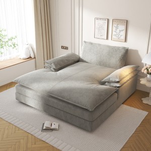 Lycvki Chenille Lazy Sofa Oversized Chaise Lounge with Detachable Design and Large Pillows - 1 of 4