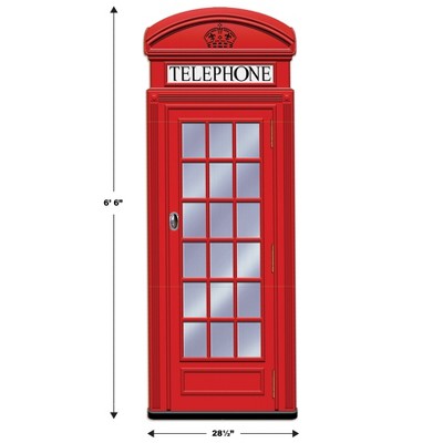 Red and Black British Phone Booth Cardboard Stand-Up